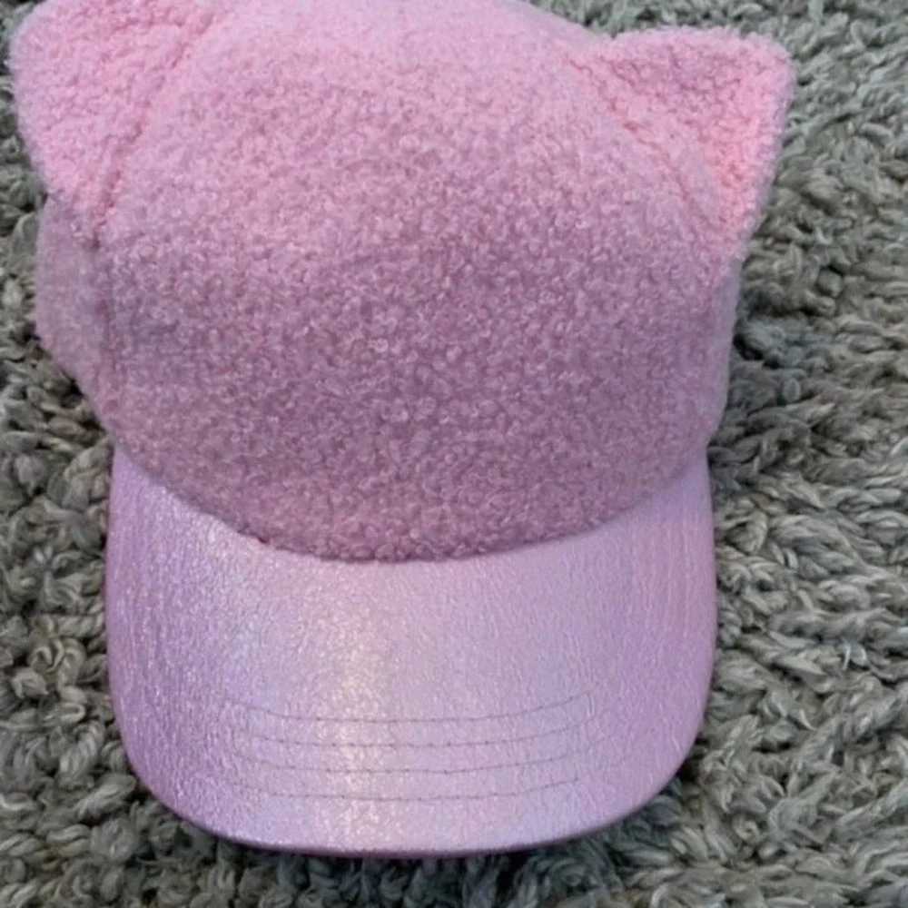 Capelli Kids Hat Pink Cat Ears Fleece Baseball‎ Cap Sparkle NWT One Size